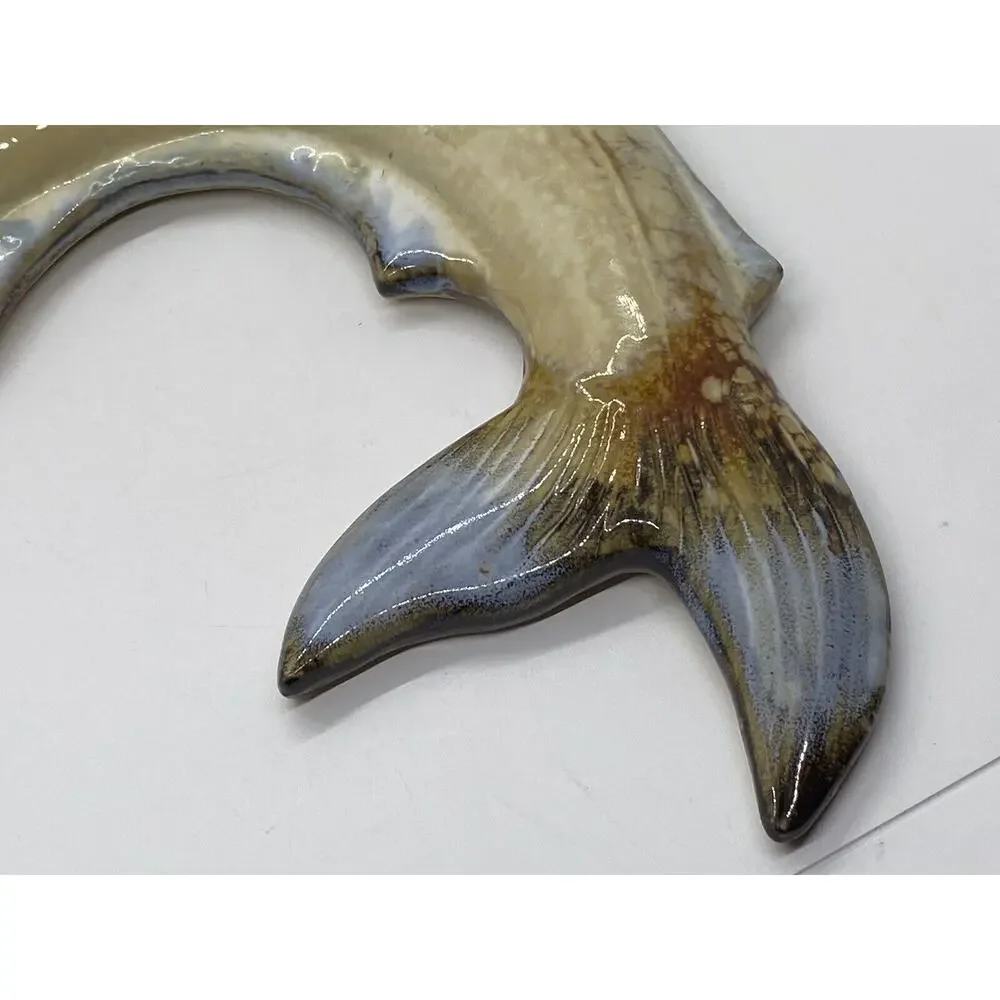 Drip Glaze Pottery Swordfish Wall Decor. Approx 11”x 10.5”